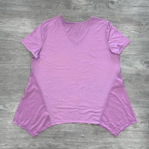 Leoma Lovegrove Top Women’s Large Colorful Asymmetrical Beach Art Short Sleeve - Picture 2 of 7